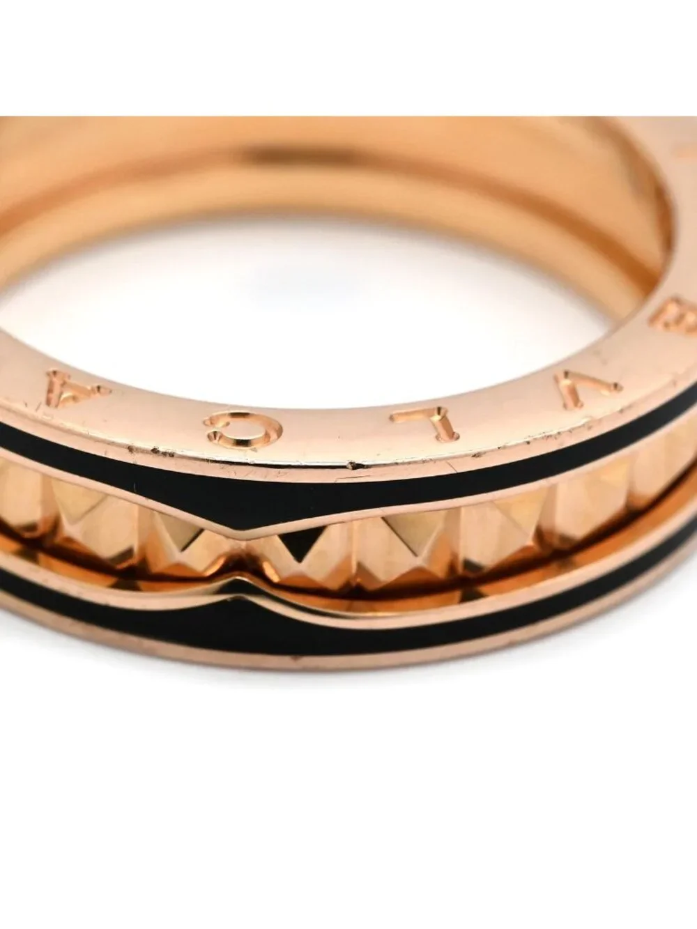 Bvlgari Ring Lock Band Black Pink Gold 67 18k